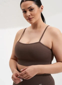 Ribbed Sports Bras|Seamless Sports Bras^AIM’N Ribbed Seamless Strap Bra Macchiato