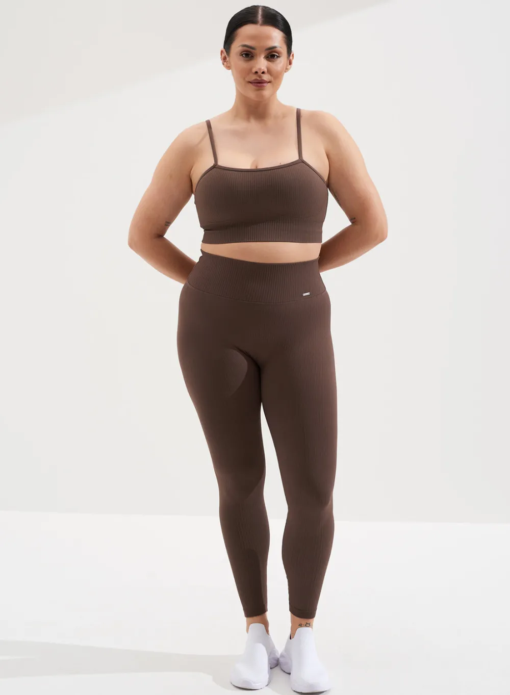 Ribbed Sports Bras|Seamless Sports Bras^AIM’N Ribbed Seamless Strap Bra Macchiato