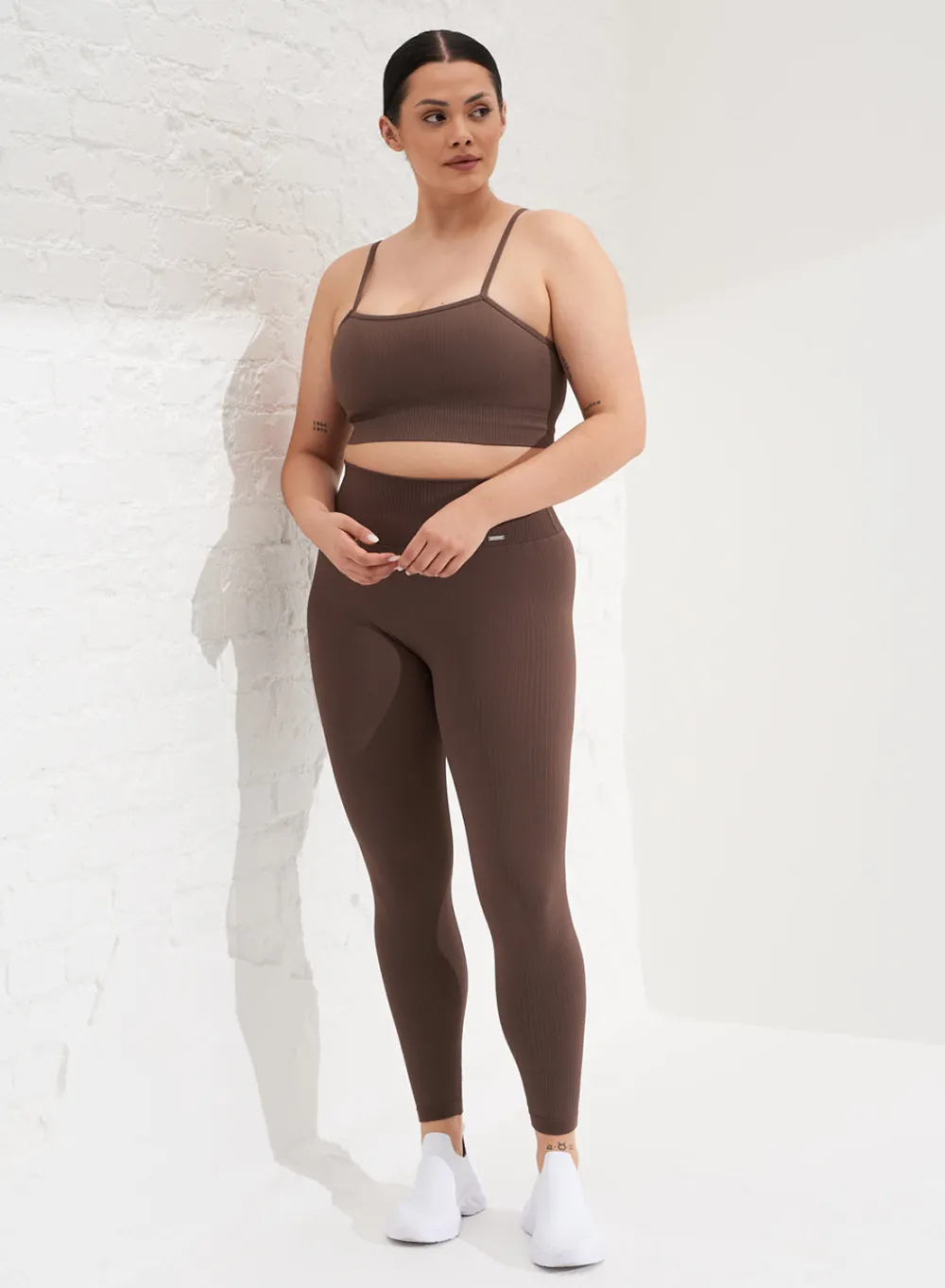 Ribbed Sports Bras|Seamless Sports Bras^AIM’N Ribbed Seamless Strap Bra Macchiato