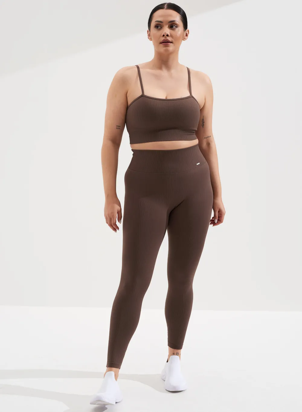 Ribbed Sports Bras|Seamless Sports Bras^AIM’N Ribbed Seamless Strap Bra Macchiato