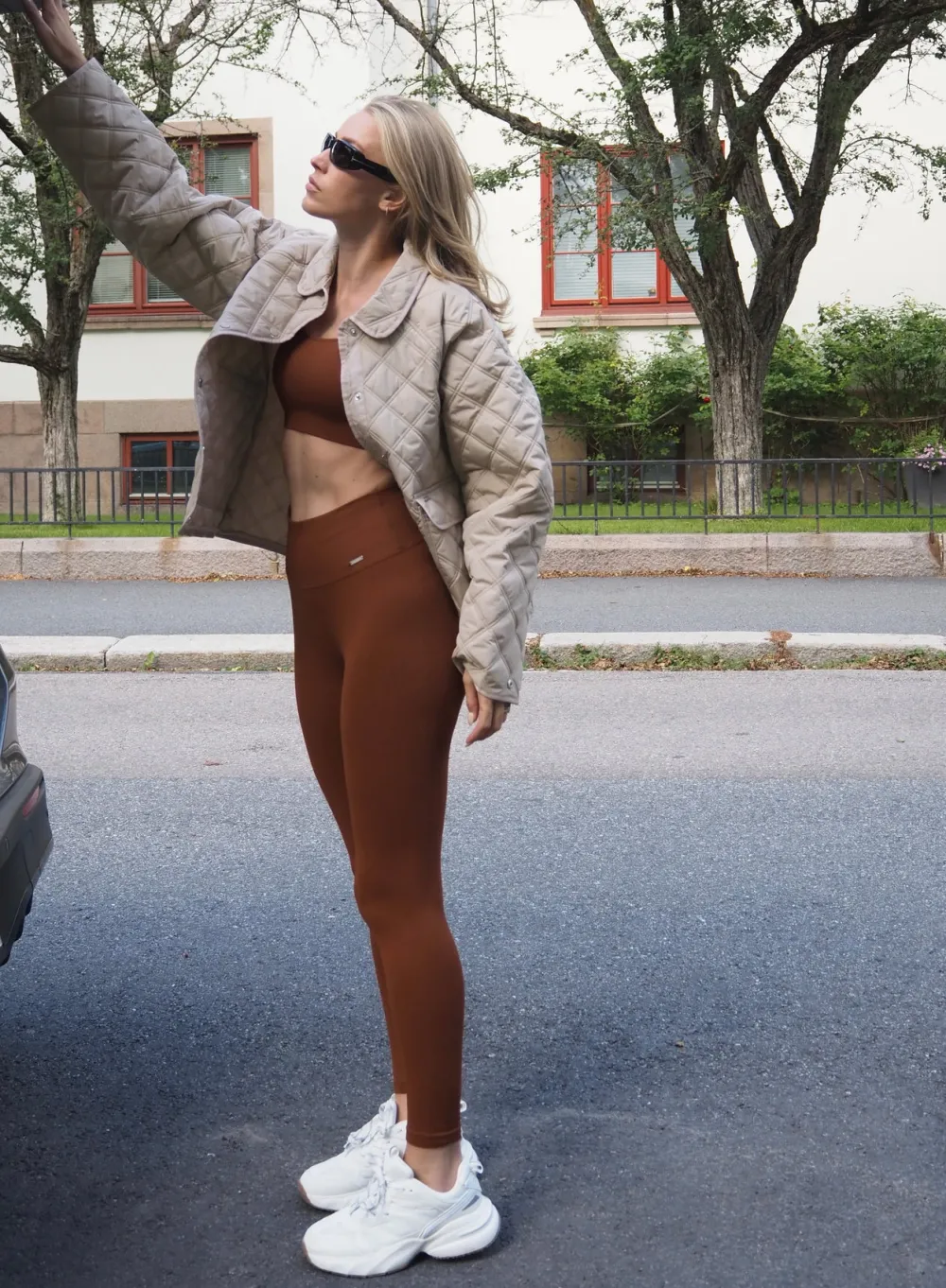 Treningstights|Ribbete Tights^AIM’N Ribbed Seamless Tights Mahogany