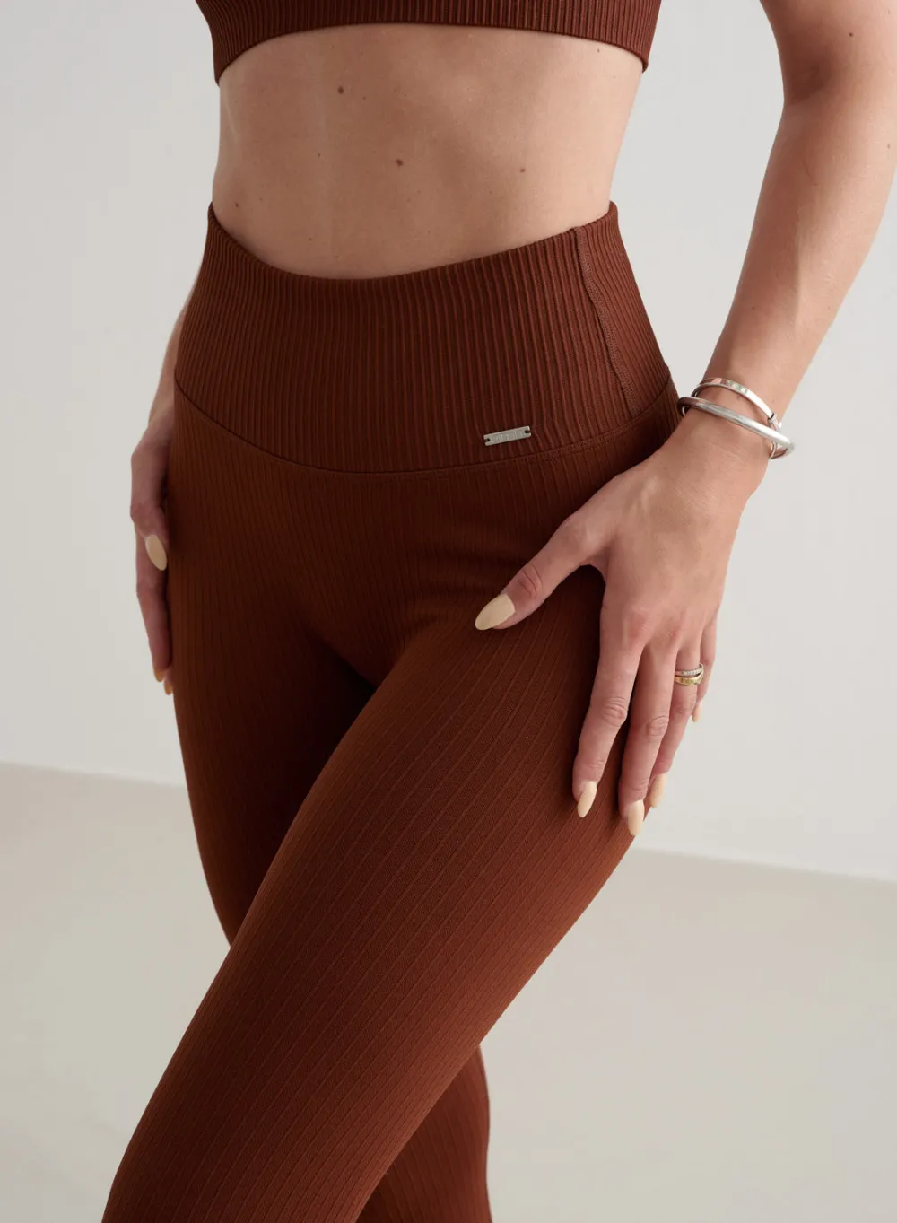 Treningstights|Ribbete Tights^AIM’N Ribbed Seamless Tights Mahogany