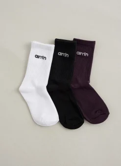 Sokker^AIM’N Midnight Plum Young Aim'n Logo Socks 3-pack