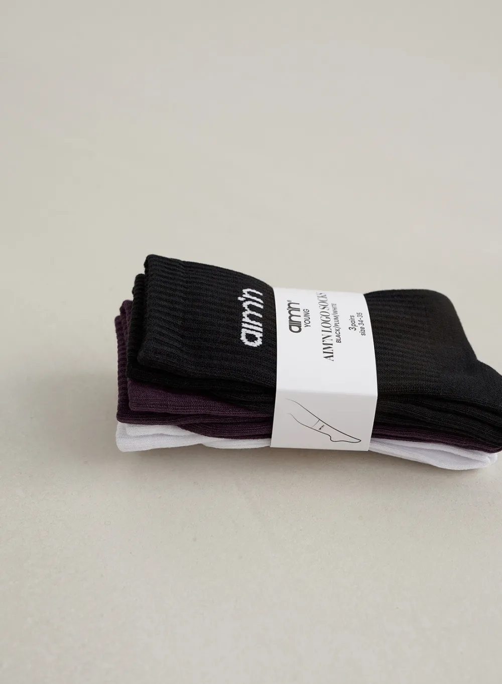 Sokker^AIM’N Midnight Plum Young Aim'n Logo Socks 3-pack