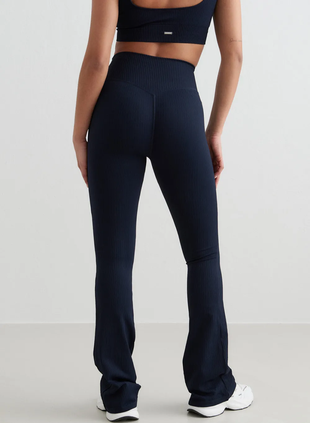 Treningstights|Ribbete Tights^AIM’N Ribbed Seamless Flare Tights Navy
