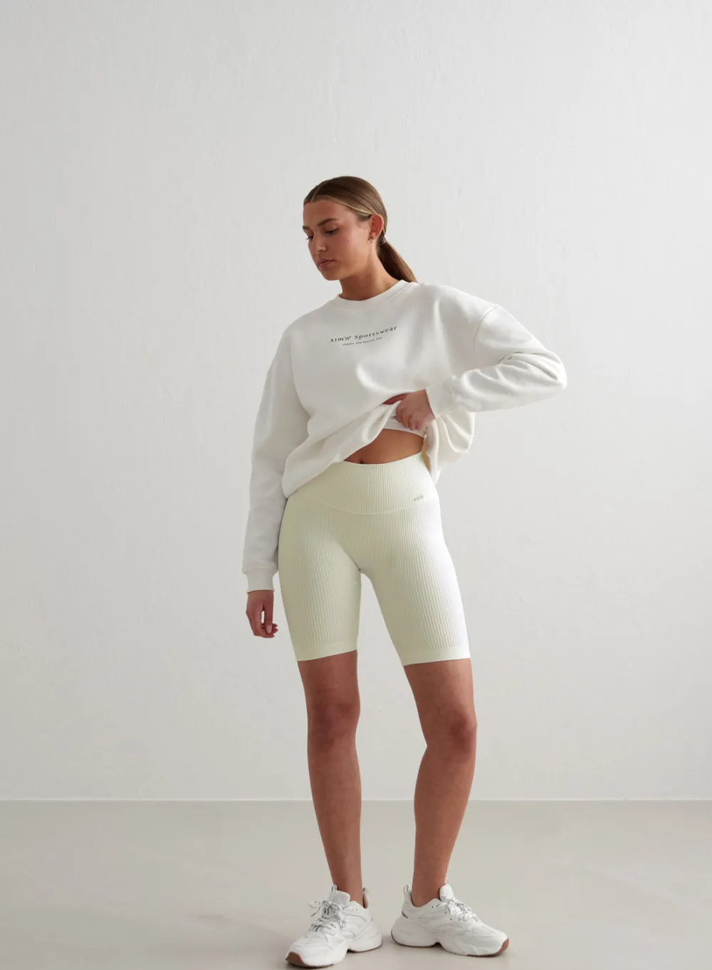 Seamless Biker Shorts|All Biker Shorts^AIM’N Off-White Ribbed Seamless Biker Shorts Off white