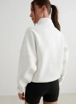 Langermede Skjorter|Sweatshirts^AIM’N Off-White Varsity Sweat Half Zip Off white