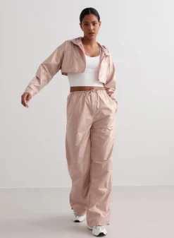 Workout Pants^AIM’N Metallic Plain Parachute Pants Rose