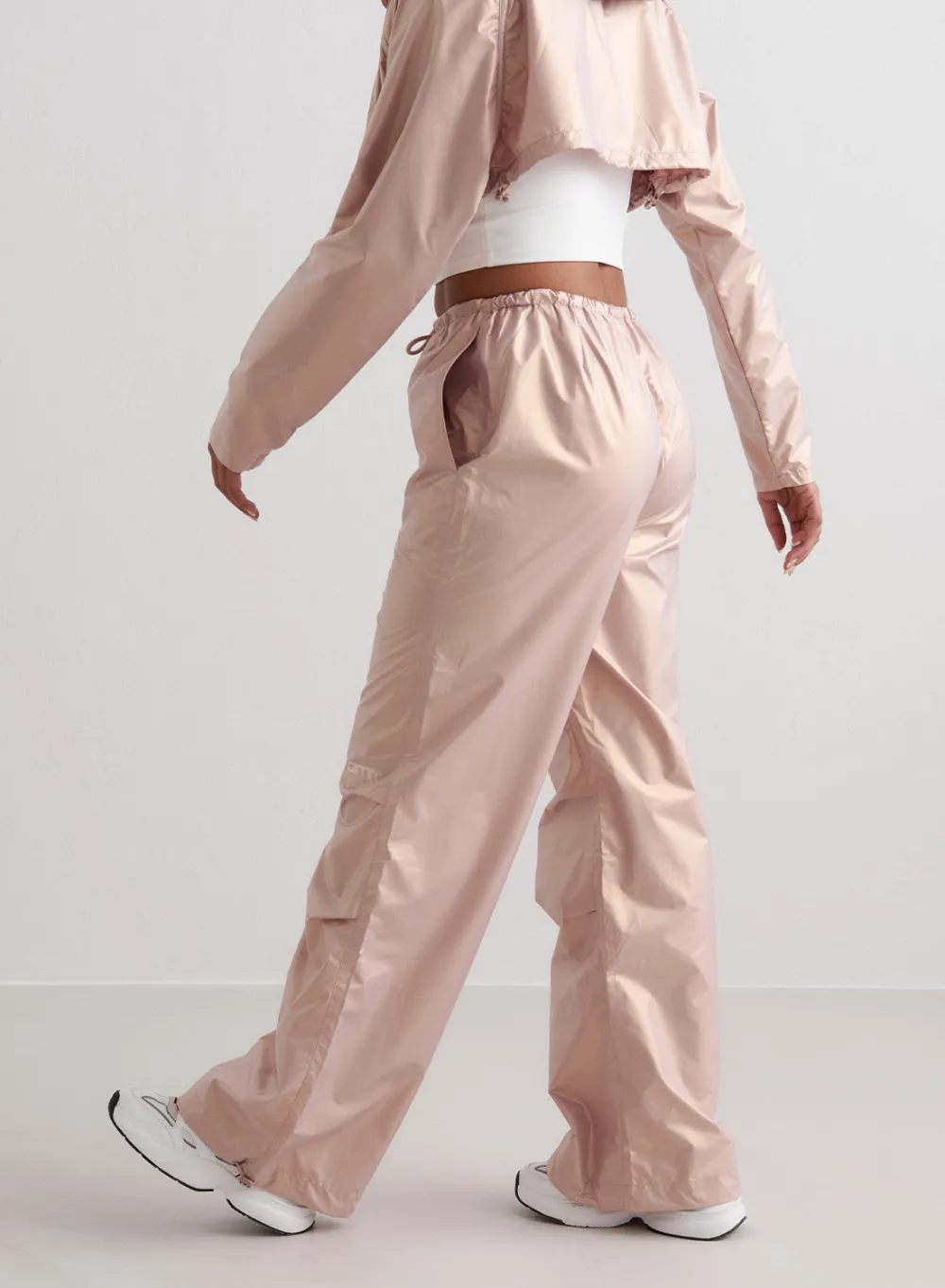 Workout Pants^AIM’N Metallic Plain Parachute Pants Rose