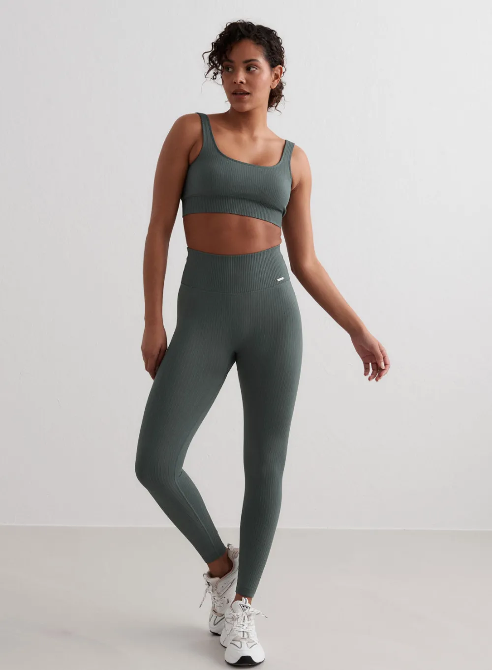 Treningstights|Ribbete Tights^AIM’N Ribbed Seamless Tights Sage