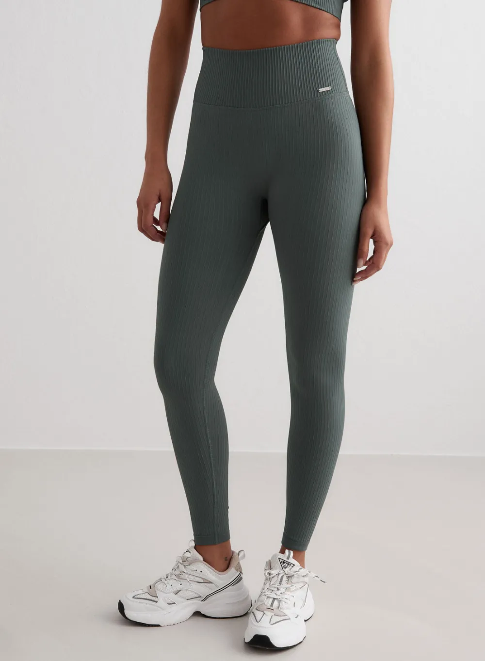 Treningstights|Ribbete Tights^AIM’N Ribbed Seamless Tights Sage