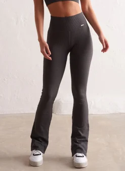 Treningstights|Ribbete Tights^AIM’N Ribbed Seamless Flare Tights Shadow grey