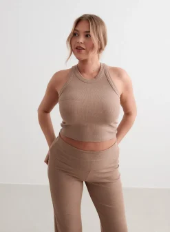 Tank Tops Og Trenings Tank Tops|Cropped Tank Tops^AIM’N Ease Ribbed Tank Top Toffee melange