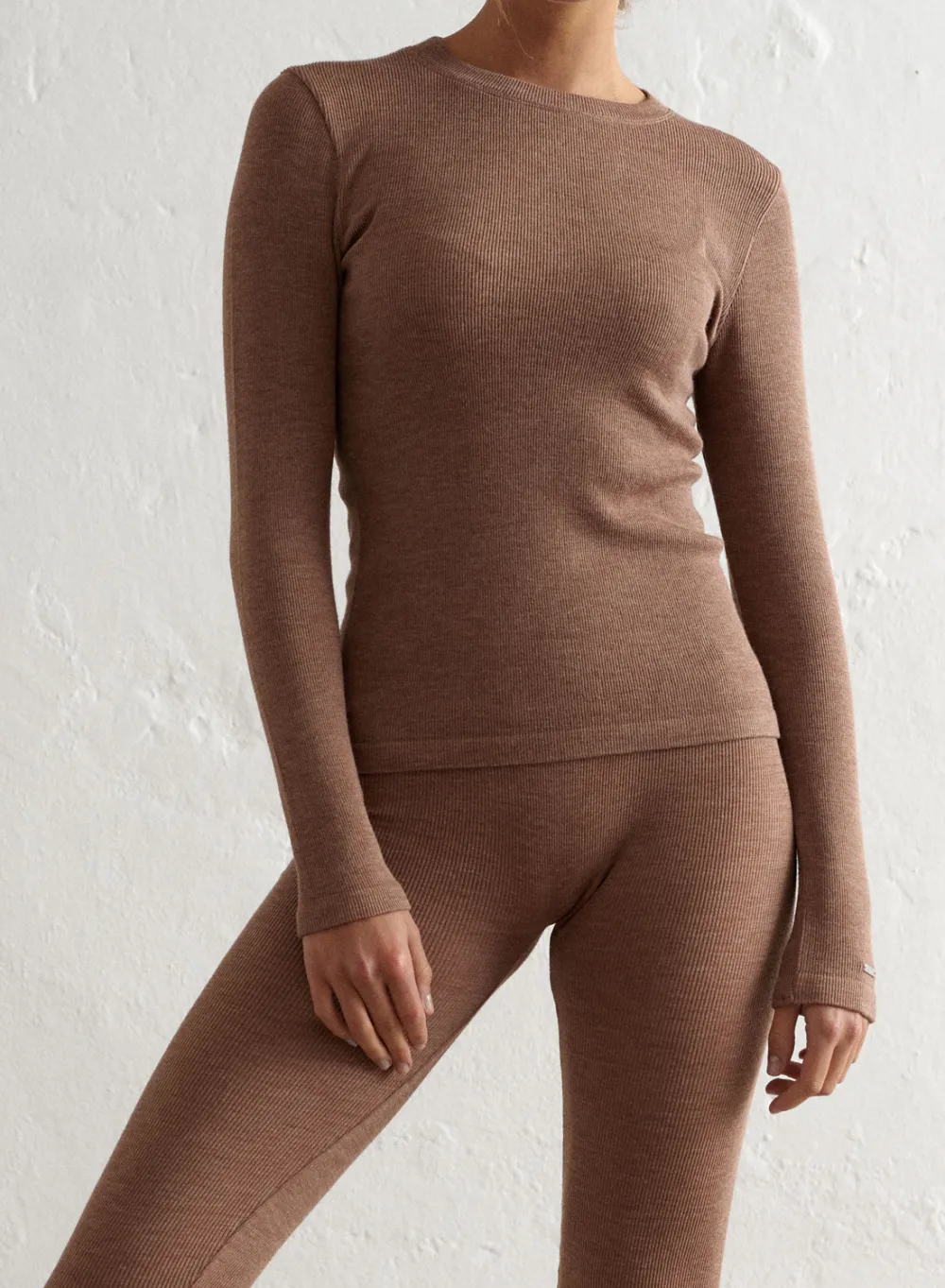 Langermede Skjorter|Everyday Shirts^AIM’N Ribbed Wool Long Sleeve Toffee melange