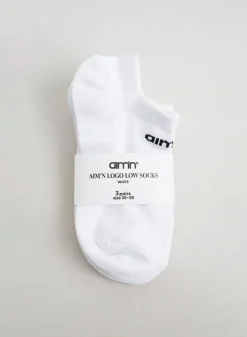 Sokker^AIM’N Aim'n Logo Low Socks 3-pack White