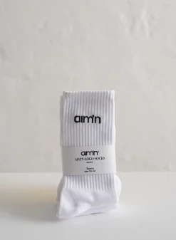 Sokker^AIM’N Aim'n Logo Socks 3-pack White
