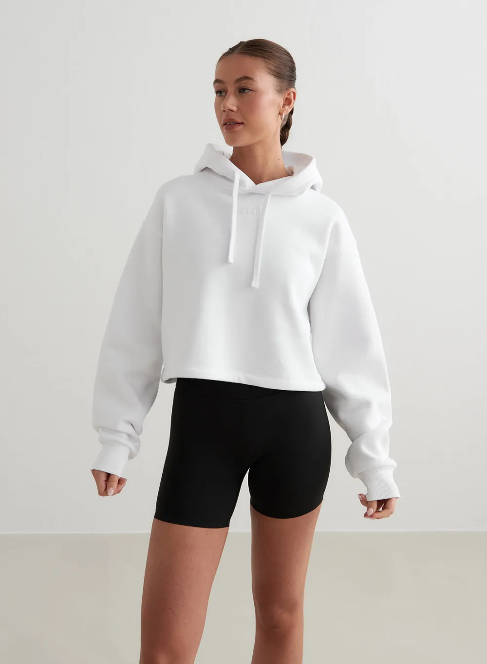 Crop Topper|Sweatshirts^AIM’N White Cropped Hoodie