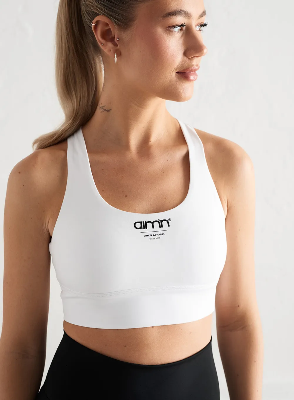 Core Material Sports Bras^AIM’N Edge Core Racerback Bra White