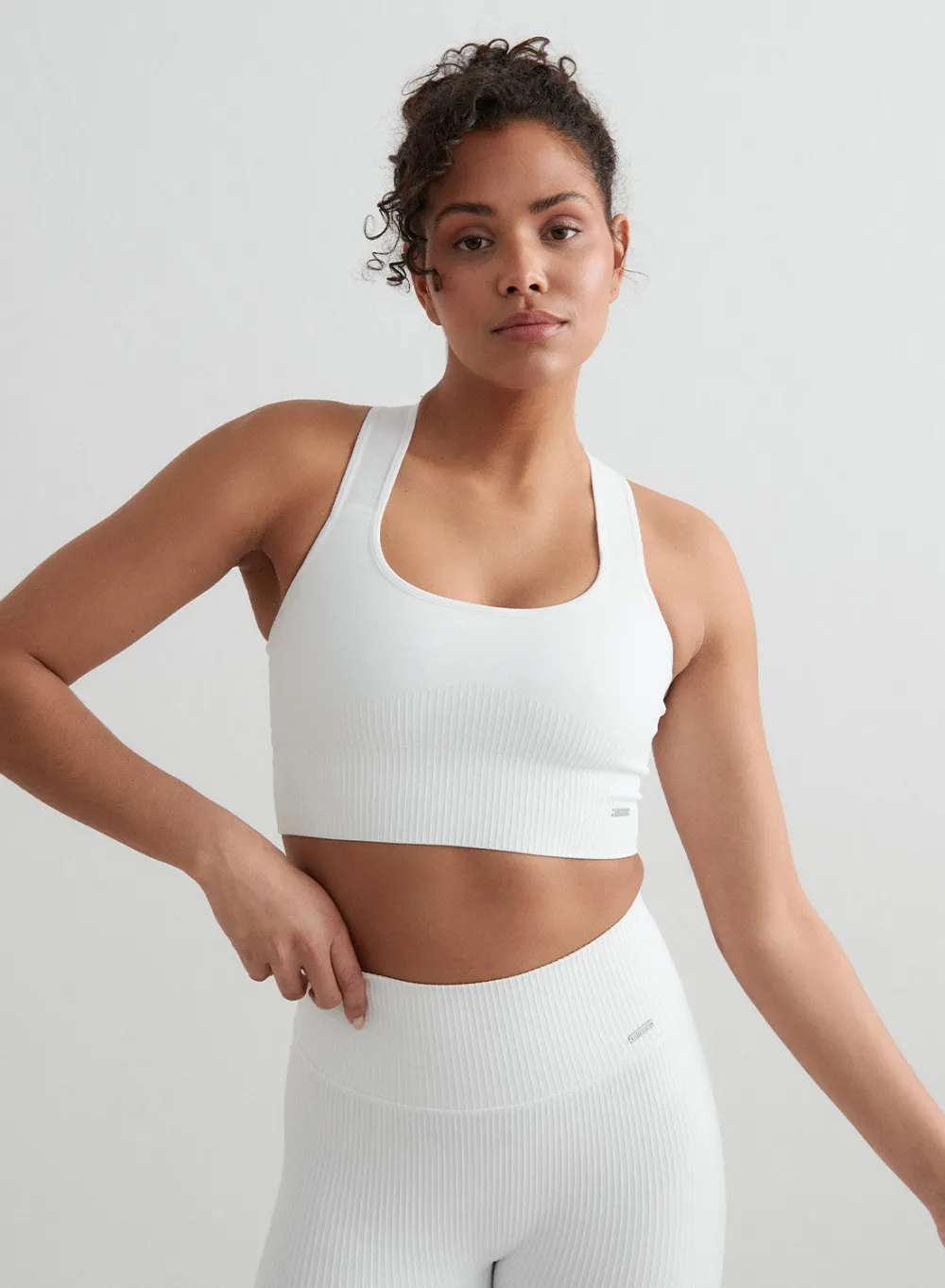 Ribbed Sports Bras|High Support^AIM’N High Support Ribbed Bra White