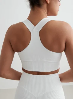Ribbed Sports Bras|High Support^AIM’N High Support Ribbed Bra White