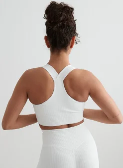 Ribbed Sports Bras|High Support^AIM’N High Support Ribbed Bra White