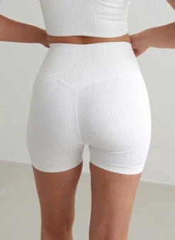 All Biker Shorts^AIM’N Ribbed Midi Biker Shorts White