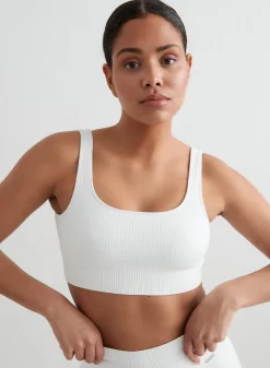 Ribbed Sports Bras|Seamless Sports Bras^AIM’N Ribbed Seamless Bra White