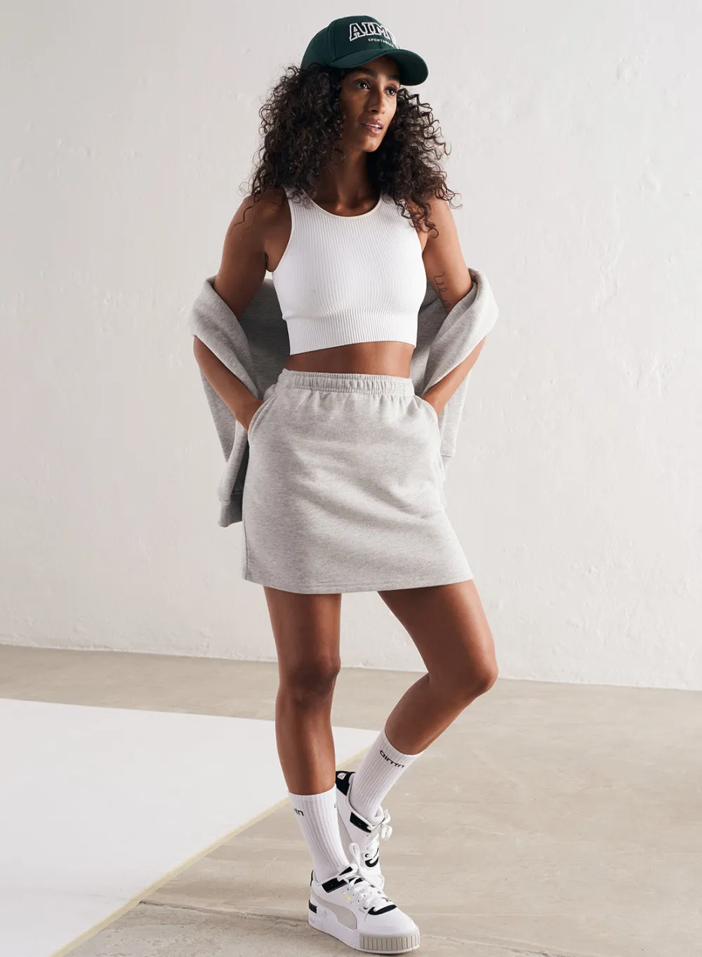 Tank Tops Og Trenings Tank Tops|Crop Topper^AIM’N Ribbed Seamless Crop Top White