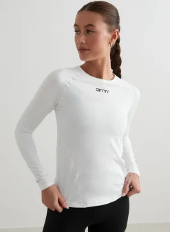 Langermede Skjorter|Long Sleeve Workout Tops^AIM’N Soft Basic Long Sleeve White