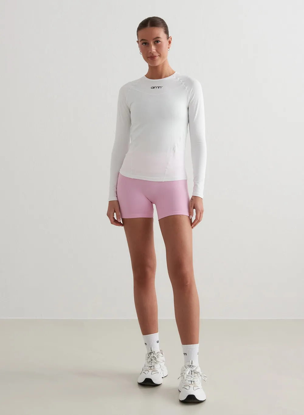 Langermede Skjorter|Long Sleeve Workout Tops^AIM’N Soft Basic Long Sleeve White