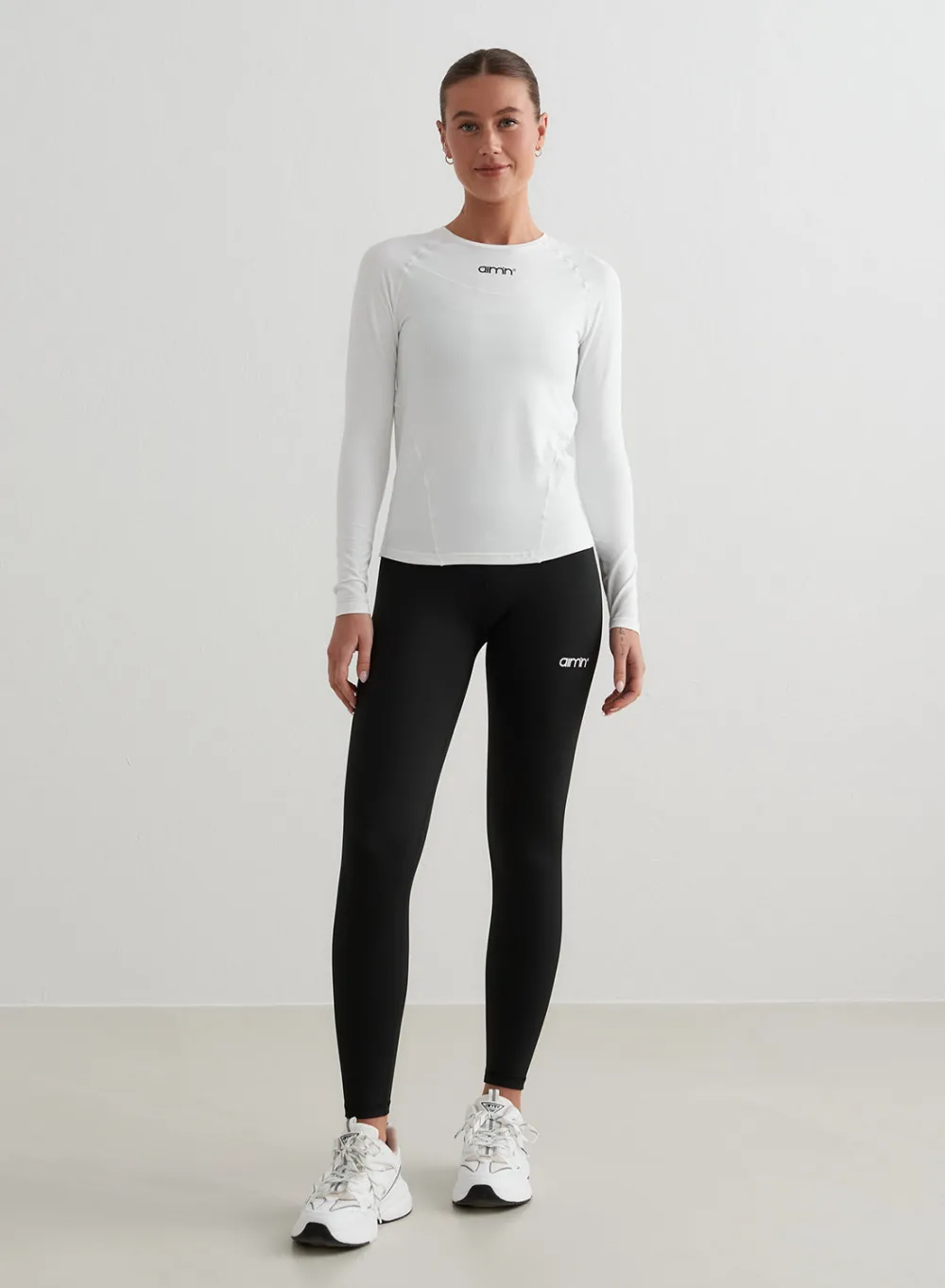 Langermede Skjorter|Long Sleeve Workout Tops^AIM’N Soft Basic Long Sleeve White