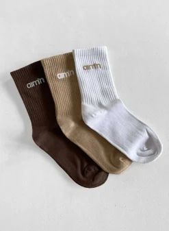Sokker^AIM’N White/Beige/Macchiato Aim'n Logo Socks 3-Pack white /beige /macchiato